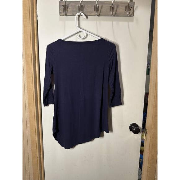 Eileen Fisher Asymmetrical 3/4 Sleeve Tunic T-Shirt Crew Neck Blue Size XXS TTP - Picture 6 of 12